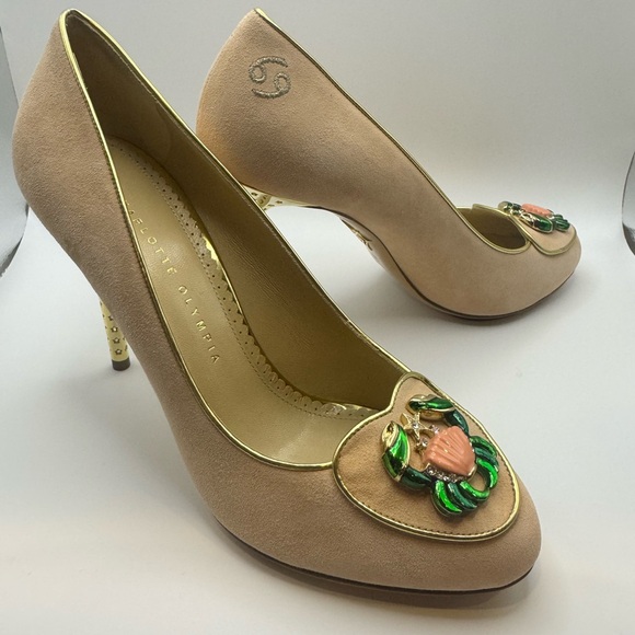 Charlotte Olympia Cancer Zodiac Heels Suede Crab Pumps Size 39 - Picture 4 of 7